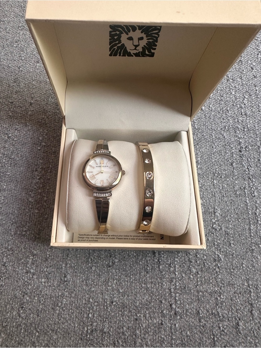 Anne Klein Silver and Gold Two-Tone Watch with Crystal Bracelet